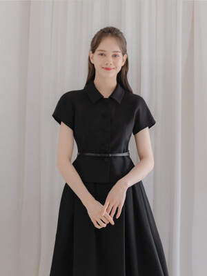 Cap-sleeve Jacket(벨트 제공)/ Black(2color)
