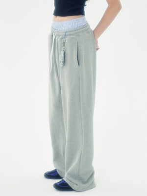 TRUNK LAYERED SWEAT PANTS [GREY]