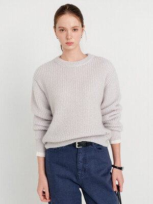 졸리 모헤어 풀오버 니트 탑_그레이 / JOLY MOHAIR PULLOVER KNIT TOP_GREY