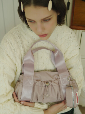 [파우치세트] mini ver. glossy tote cross bag _Lilac pink