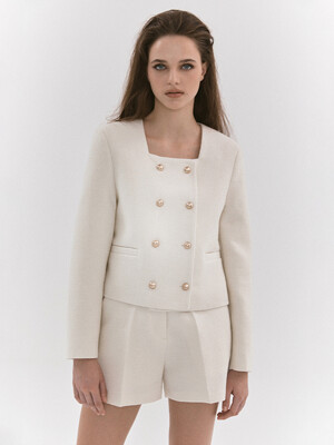 Fine wool double jacket (Ivory)