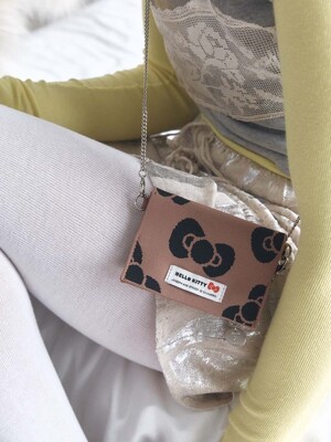 Lucky Knit Card Wallet With Chain Leopard Hello Kitty (ALL)