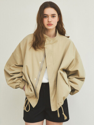 W/90s Classic Fishtail Short Bomber Jacket_Beige(WC25-OT01)