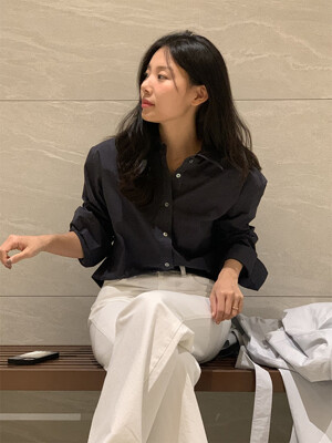 SEMI OVERSIZED CLASSIC SHIRTS (NAVY)