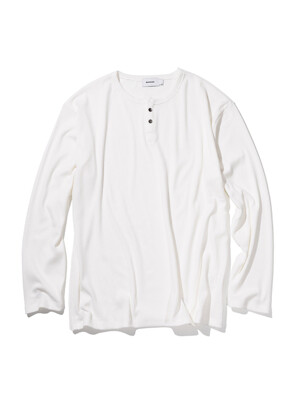 RIBBED HENLEY NECK LONG SLEEVE MSILS003-WT