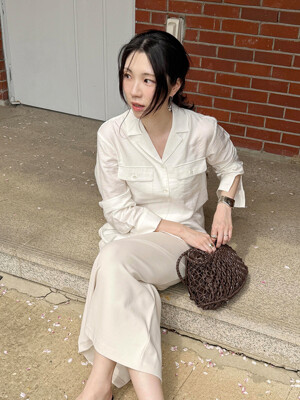 SITP5207 오픈 카라 포켓 셔츠_White