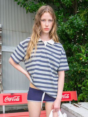 25HS TIA STRIPE PIQUE SHIRT (NAVY)