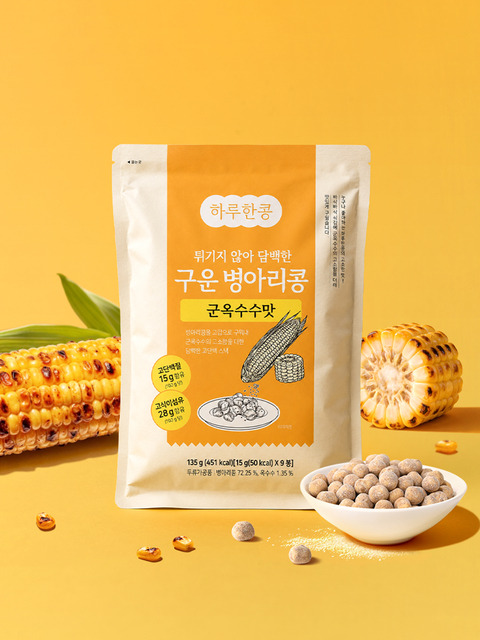 두보식품 하루한콩 구운 병아리콩 라이트팩 군옥수수맛 135g(15gx9봉) 1/3/5개