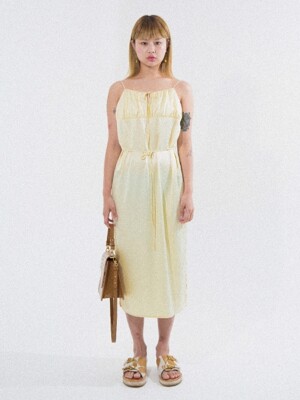 SHIRRING SLIP LONG DRESS_YELLOW