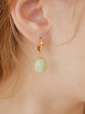 Ring ceramic earring gold round(lime)