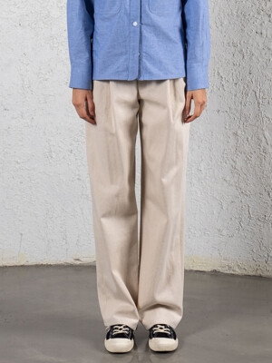 Mid-Rise Wide Pants (Ecru)