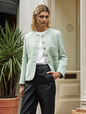 [TWEED] Boucle Buttoned Tweed Jacket