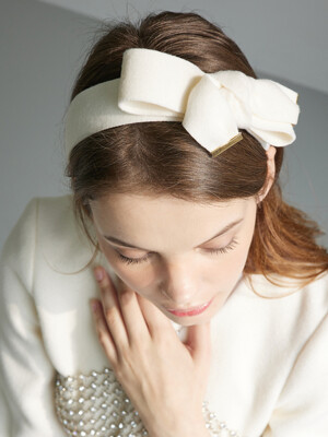 Ivory Cashmere blended Wool Bow Headband