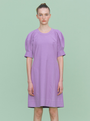 Volume Short Sleeved Mini Dress_PURPLE