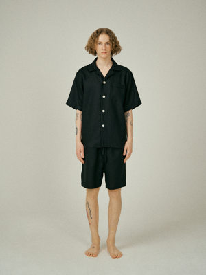 (m) Readymade Pajama Set Linen Black