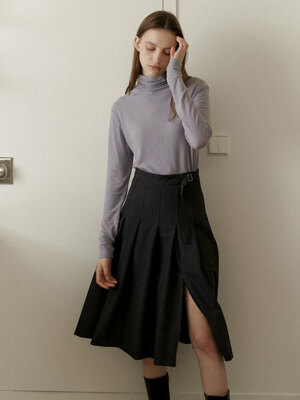3.71 Belt pleats skirt (Charcoal)