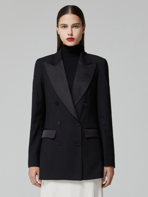 SILKY LAPEL DOUBLE JACKET_BLACK