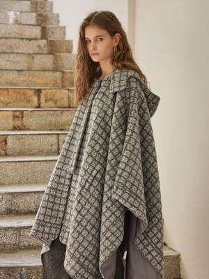 Oversized Cape Check Coat