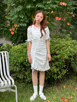 23SS Puff Sleeve Cut-out Detail Dress_IVORY