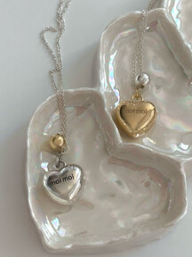 Heart ball long necklace