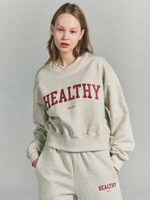 [SET] 크롭 헬시 스웨트 셋업 [OATMEAL]