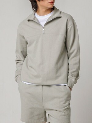 HIGH NECK ZIPUP PULLOVER_ light green