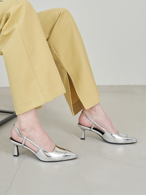 펌프스,펌프스 - 블랑수블랑 (blanc sur blanc) - Celia Slingback Pumps Leather Silver