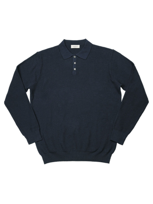 16G Texture Polo Knit (Navy)
