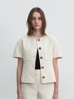 [단독] Classy Half-sleeve Tweed Jacket Ivory (JWJA3E911I1)