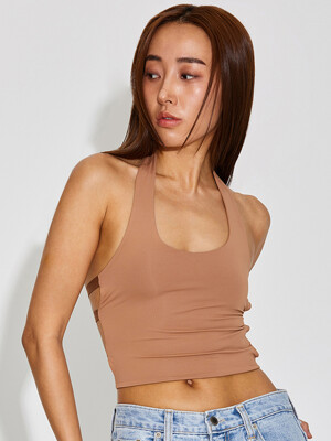 TG ELASTIC BACK WITH HALTER NECK CROP TOP_T316TP108(BR)