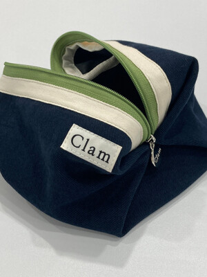 Clam round pouch _ Navy and green