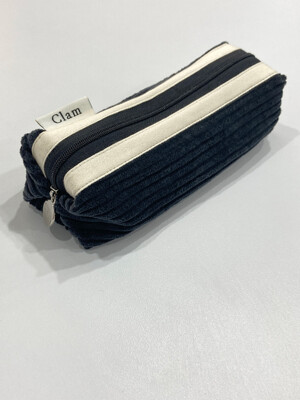 Clam round pencilcase _ Corduroy midnight