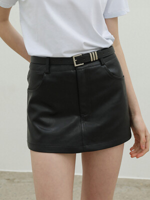 Belted Leather Culotte Pants Skirt