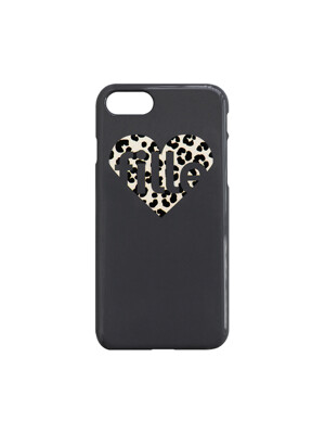 Leopard Heart iPhone Case_Charcoal 유광 하드케이스