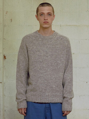 [Men] Whole Garment Wool Sweater (Beige)