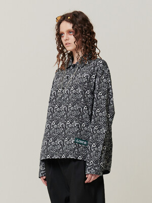 [RECYCLE POLYESTER] GRAPHIC PULLOVER LONG SLEEVED STRING SHIRT_BLACK