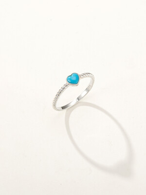 925 Turquoise Heart Twist Ring