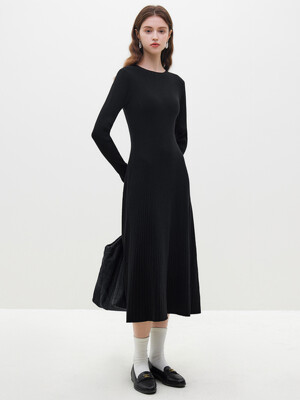 WD_Wool knit slim dress_BLACK