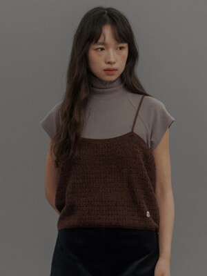 Spangled Bustier Knit Top (Brown)