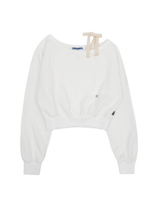 Strap Off shoulder Sweatshirt [Ivory]