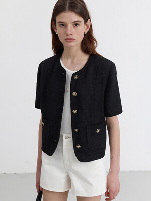 SUMMER TWEED JACKET BLACK_UDJA4B223BK
