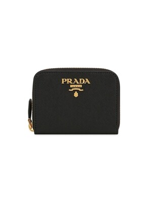 프라다 여성 사피아노 로고 지퍼 블랙 동전 지갑 1MM268 QWA F0002