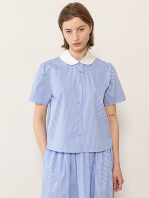 Coloring stripe blouse_Blue