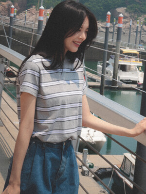 Multi stripe cotton t-shirt_Gray