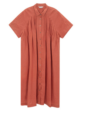 pleats linen dress(brick)