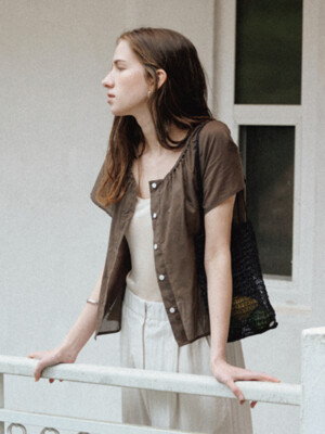 U-neck String Blouse(Brown)