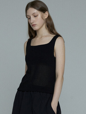 [리퍼브] TINA LINEN SQUARE NECK SLEEVELESS KNIT (BLACK)