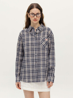 칼스버그 루즈핏 체크 셔츠 (Navy check/Green)
