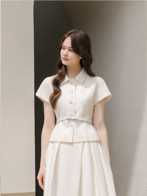 Cap-sleeve Jacket(벨트 제공)/ Ivory(2color)