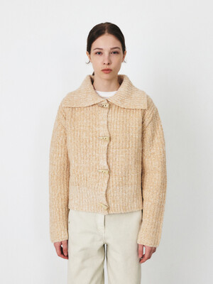 TFF TOGGLE BUTTON BOUCLE KNIT CARDIGAN_3COLORS